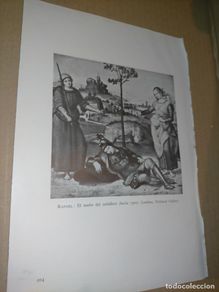 Arte: LAMINA HOJA HUECOGRABADO - RELIGIOSO - EL SUEÑO DEL CABALLERO